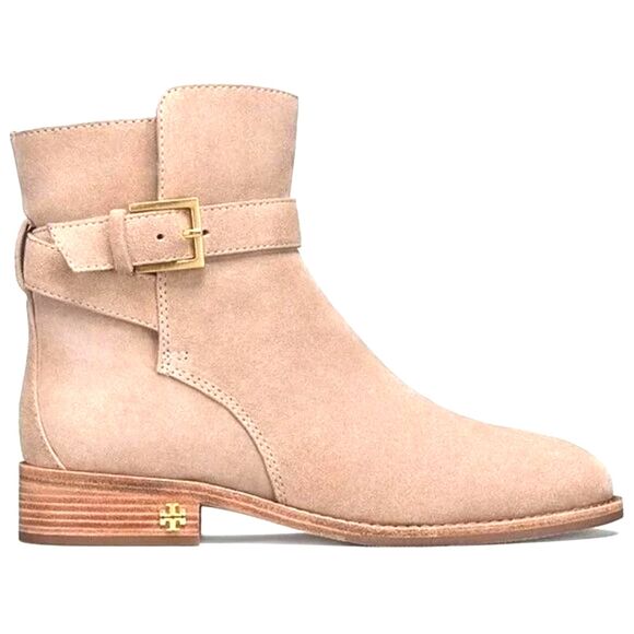 Tory Burch Brooke beige suede Ankle Booties size 5.5 New - Picture 1 of 8